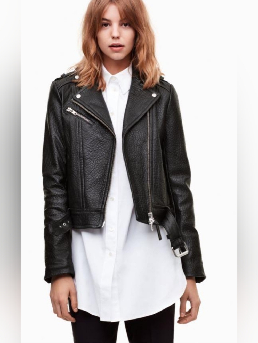 Mackage Black Textured Leather Moto Jacket